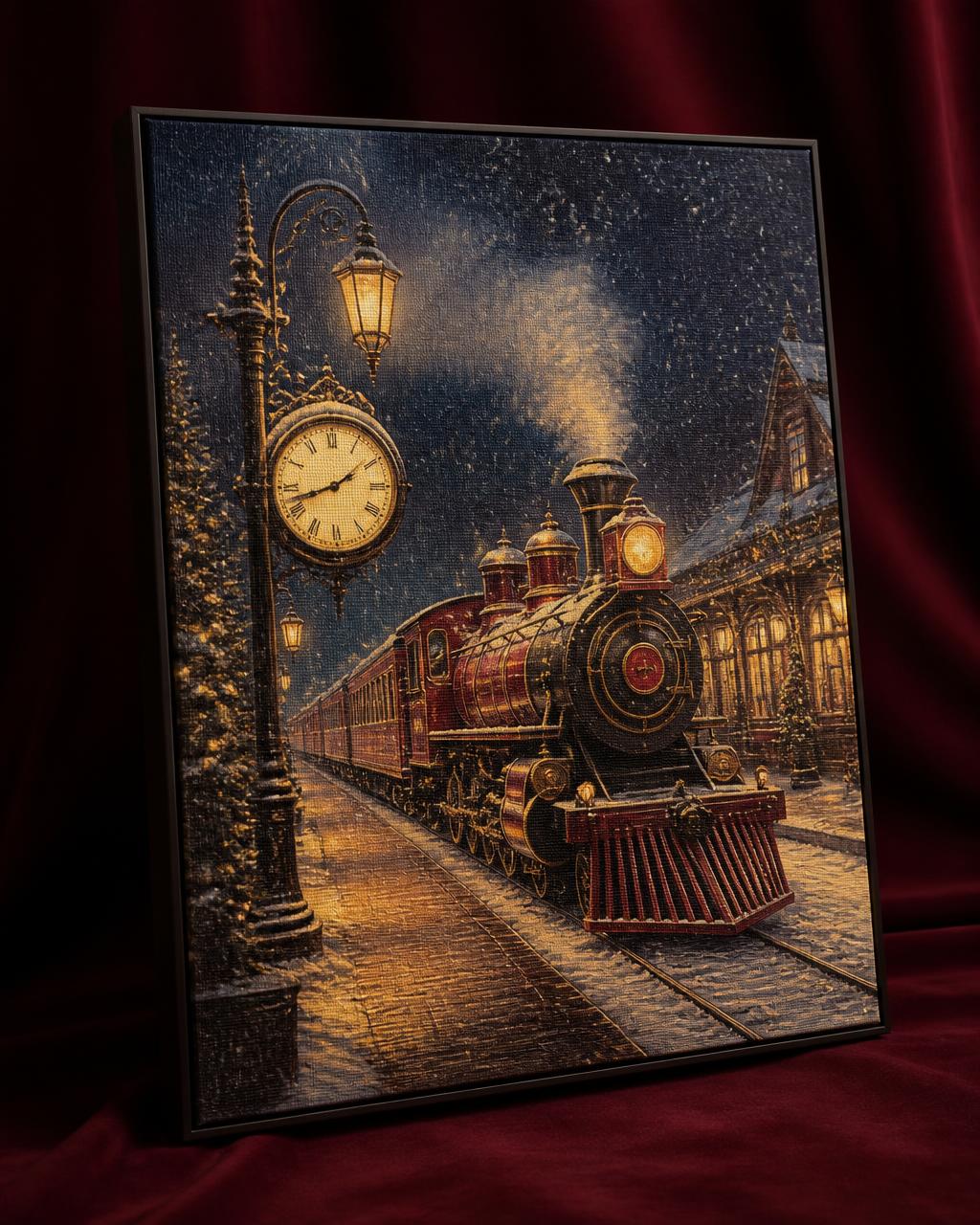 Tela canvas 40x50 com a estação de Natal do North Pole Express